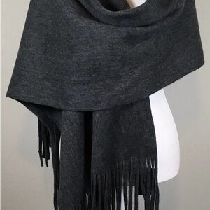 Lucky Brand Charcoal Fringe Scarf